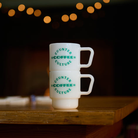 Milk Glass Mug - Set of 2 - front view